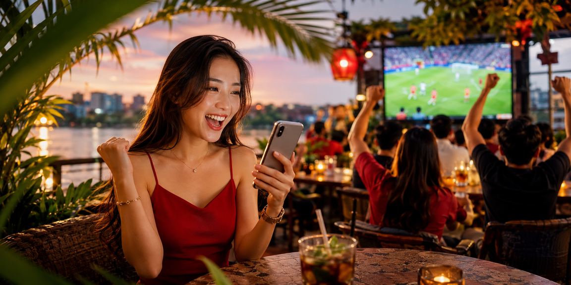 Người dùng Hà Nội xem khuyến mãi casino trên điện thoại bên tách cà phê